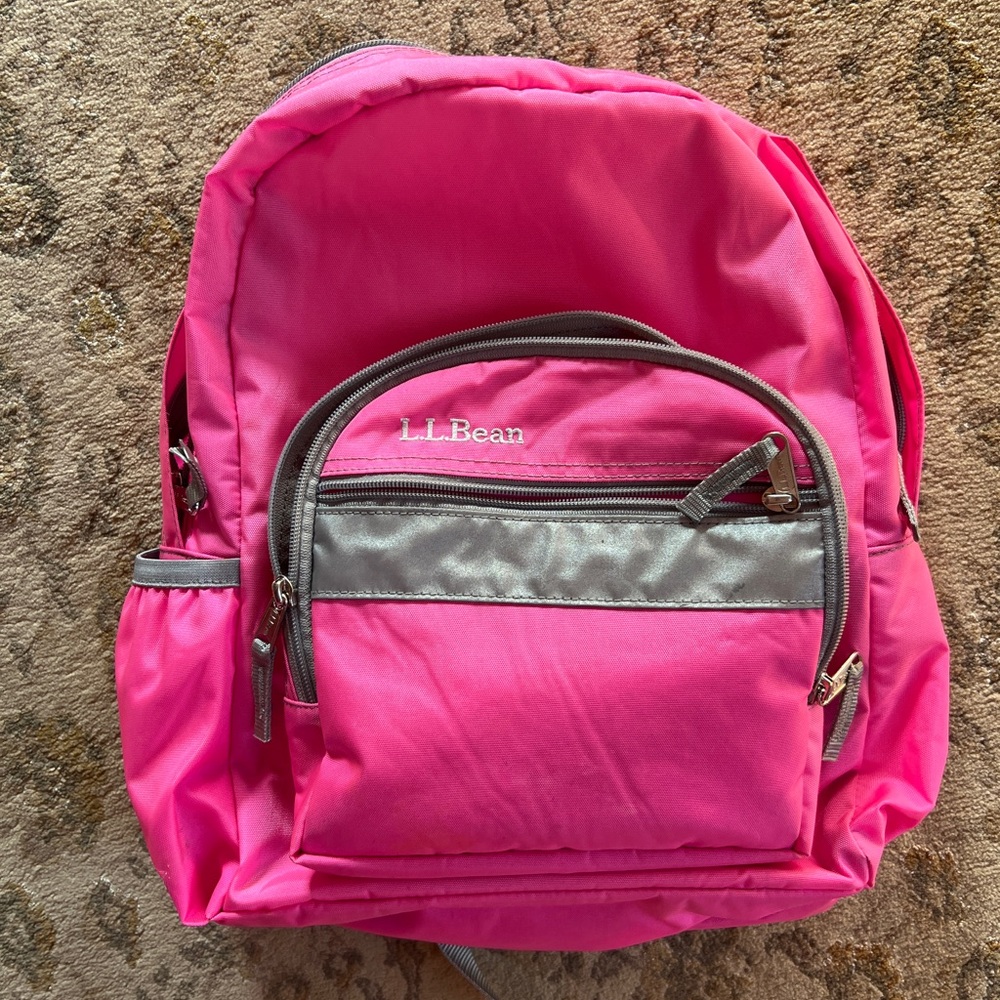 L.L. Bean Vibrant Pink and Gray Backpack